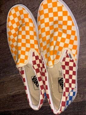 Vans Men’s  Checkerboard Slip-On Sneakers - Orange & Red